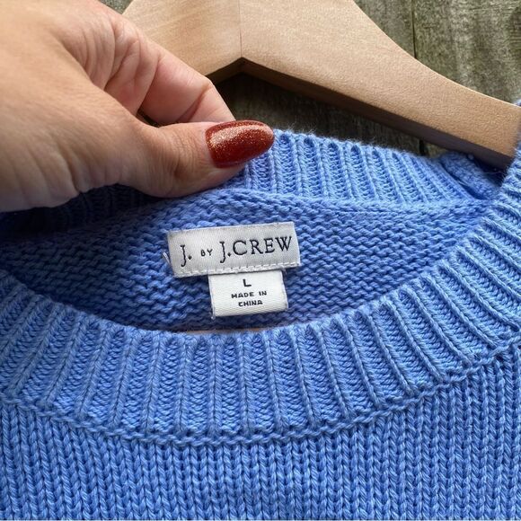 J Crew || scallop hem knit sweater cotton large periwinkle - Picture 2 of 6